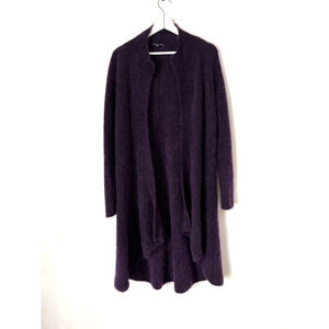 Eileen Fisher Duster Cardigan Small Womens Purple Long Open Front Wool Mohair